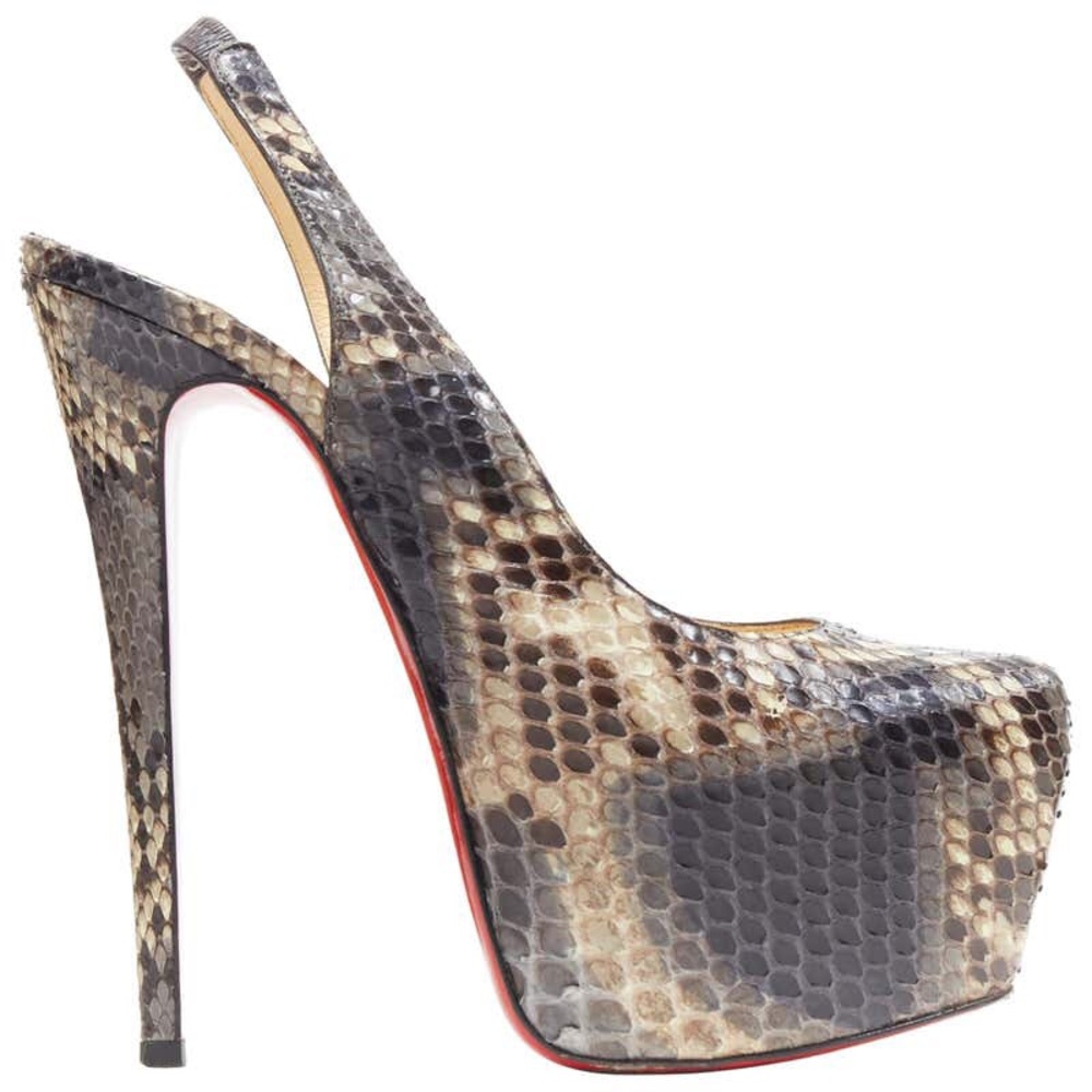 Christian Louboutin python platform sling back